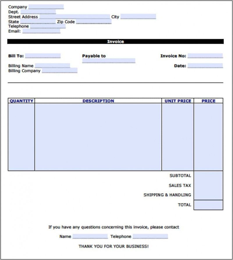 Word Doc Invoice Template