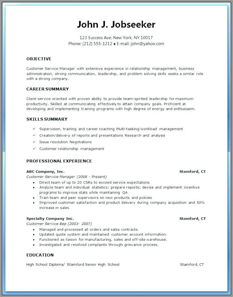 Word Doc Resume Template Free