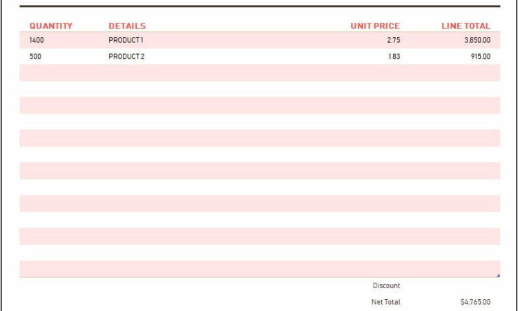 Word Document Invoice Form