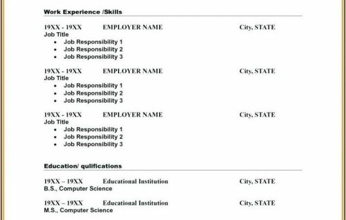 Word Document Templates For Resumes