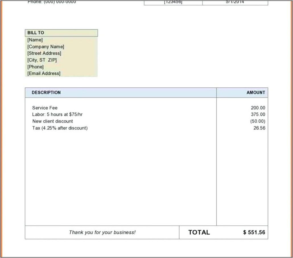 Word Invoice Template 2014