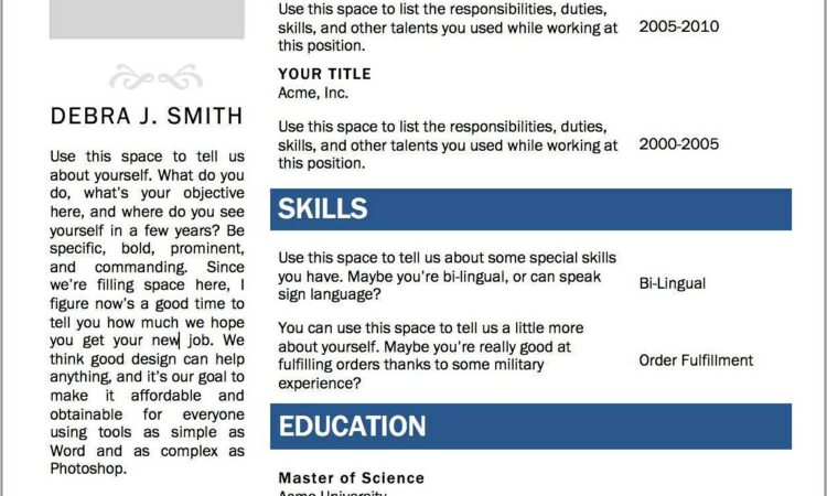 Word Resume Template Mac Free