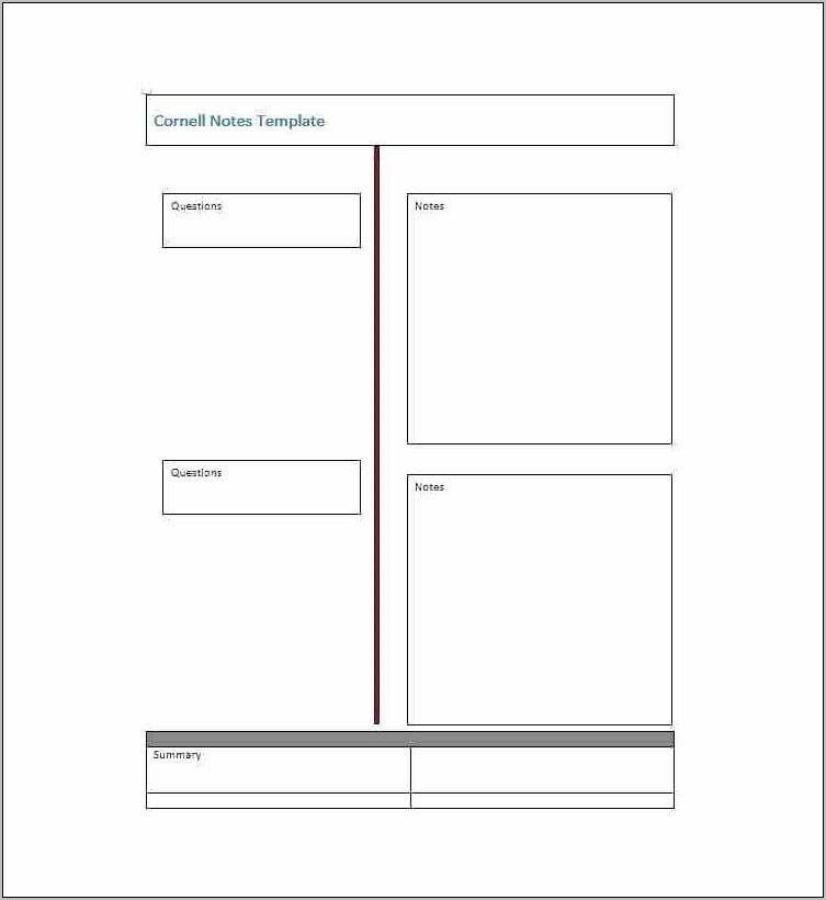 Word Template For Note Taking