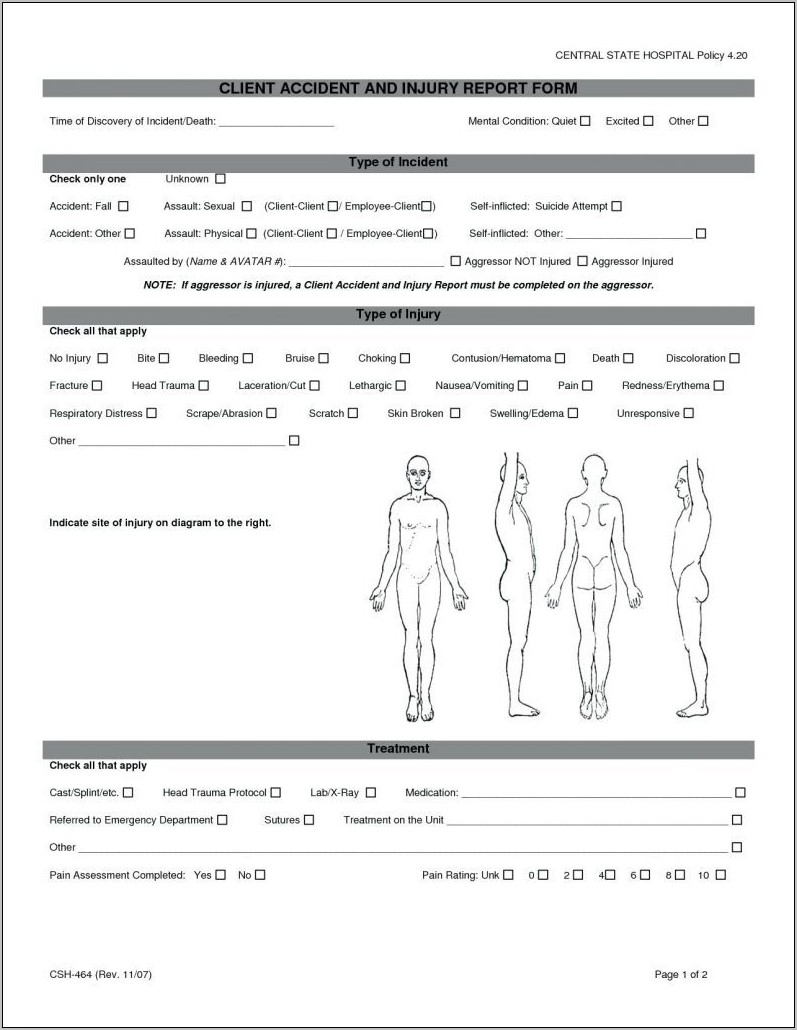 Work Accident Report Form Template Free