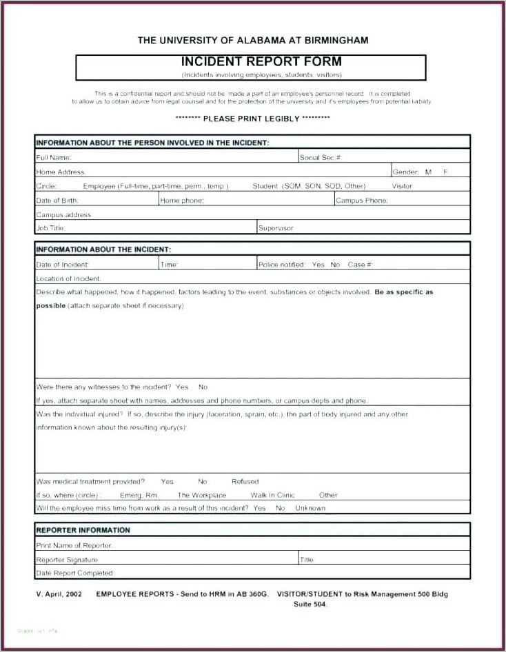 Work Accident Report Form Template