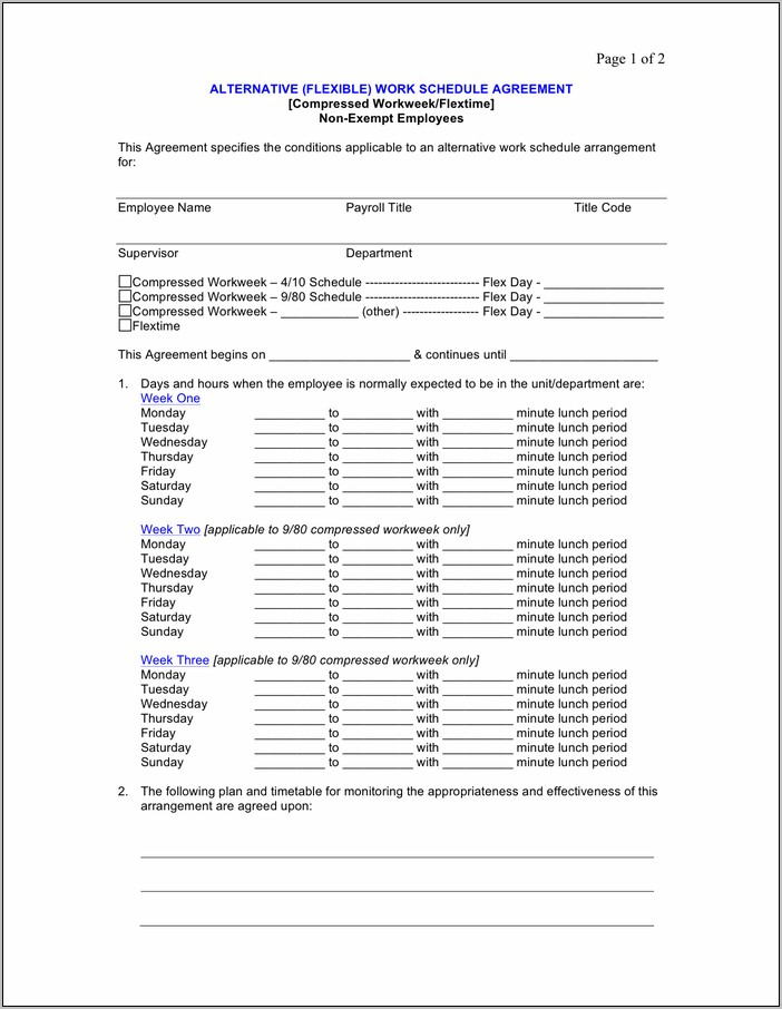 Work Agreement Template Word