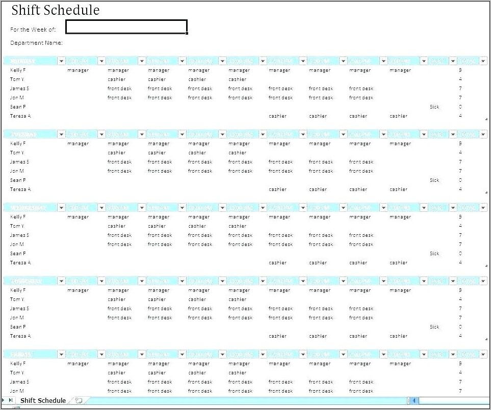 Work Schedule Microsoft Template