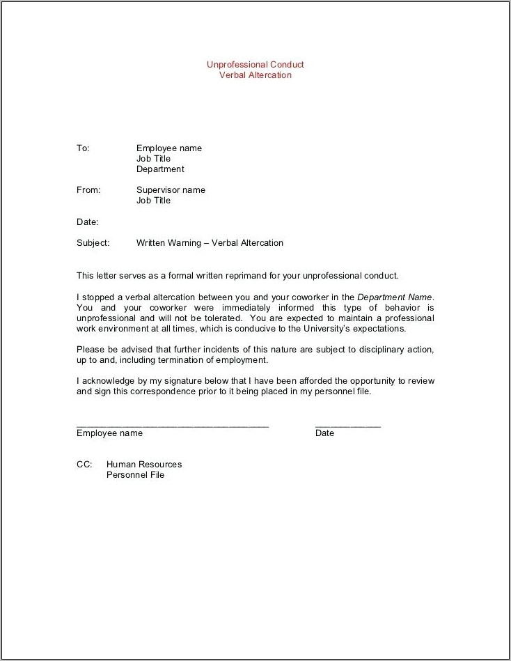 Work Termination Notice Letter
