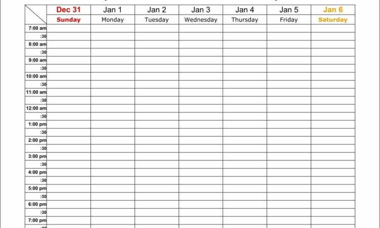 Work Week Calendar Template 2019