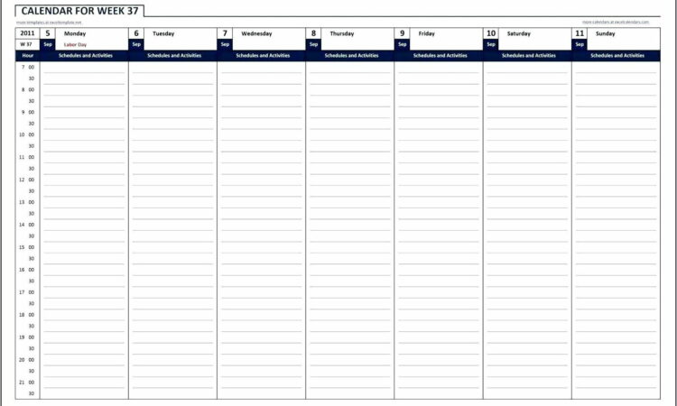 Work Week Calendar Template