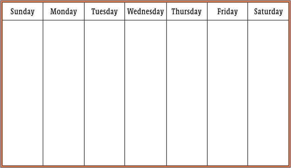 Work Week Calendar Template Word
