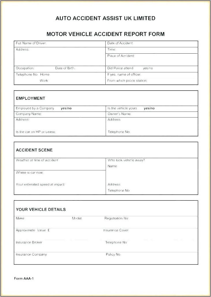 Workplace Accident Report Form Nz