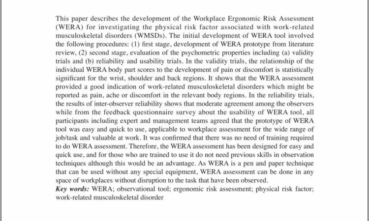 Workplace Ergonomic Risk Assessment Wera Template