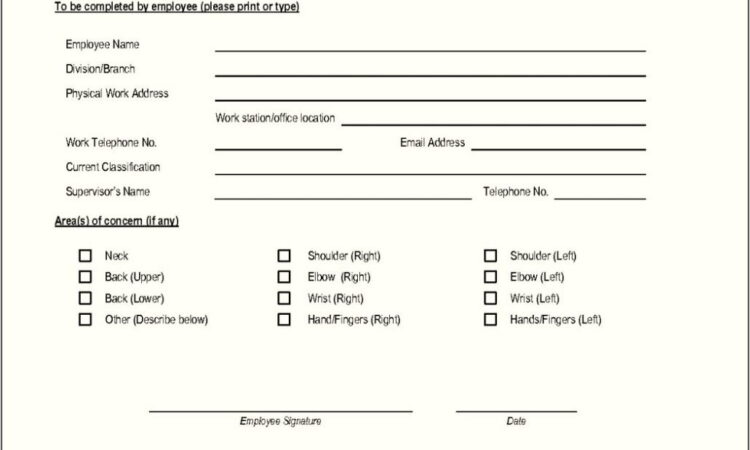 Workstation Ergonomic Risk Assessment Form