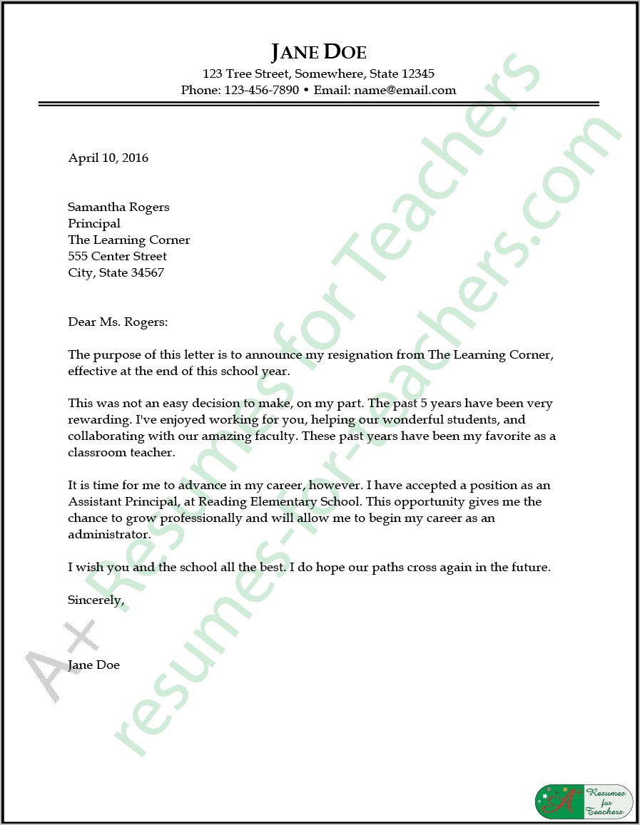 Writing Resignation Letter Sample