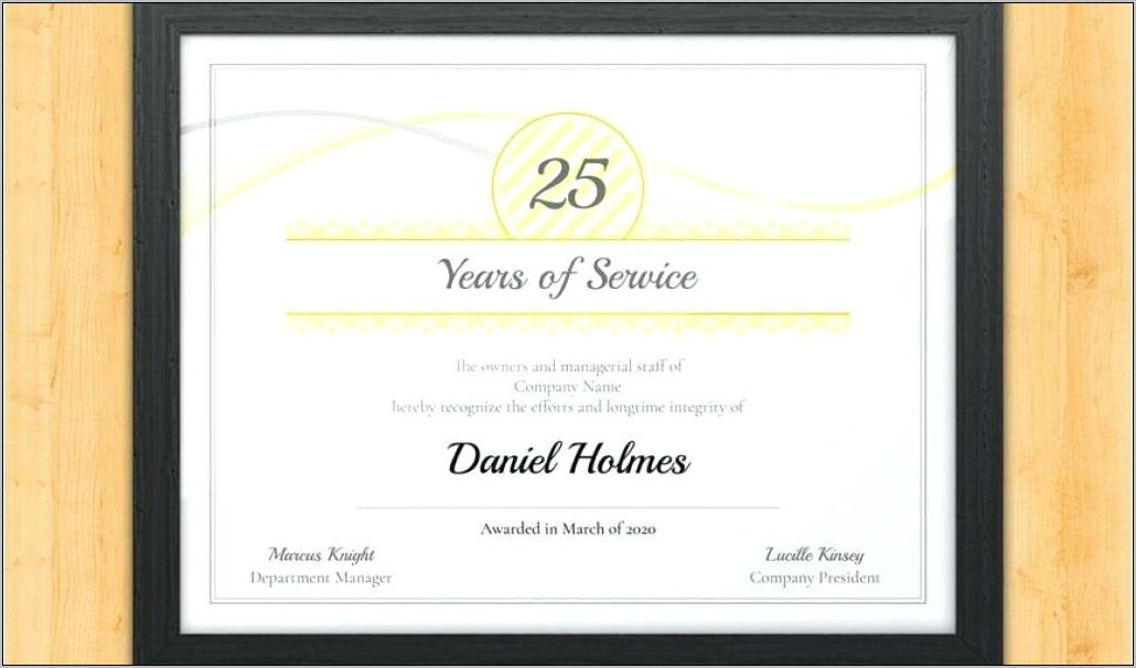 Years Of Service Award Certificate Templates Free