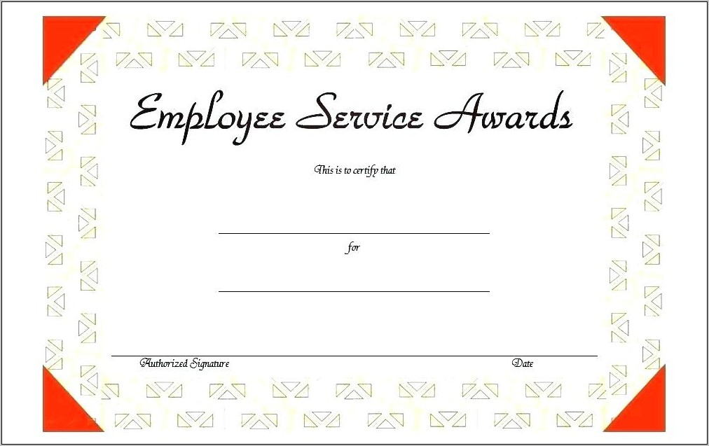 Years Of Service Award Certificate Templates