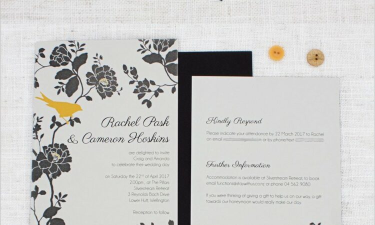 Yellow And Grey Wedding Invitations