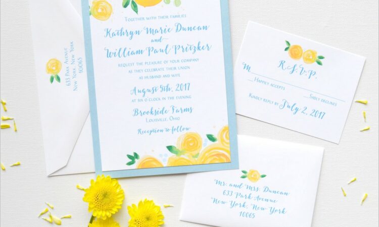 Yellow Floral Wedding Invitations