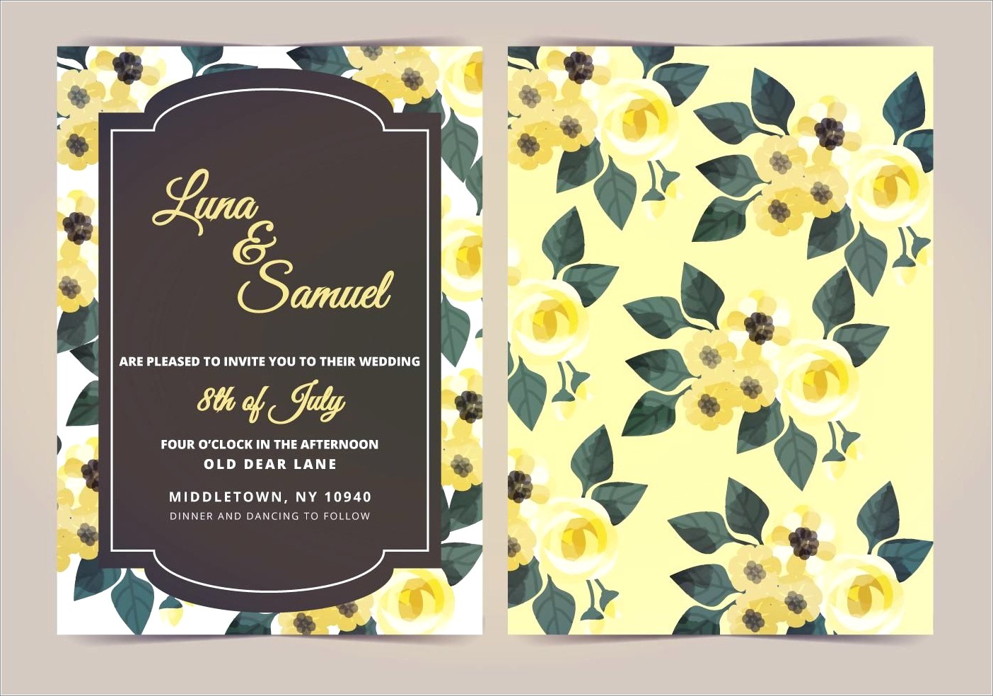 Yellow Flower Wedding Invitations