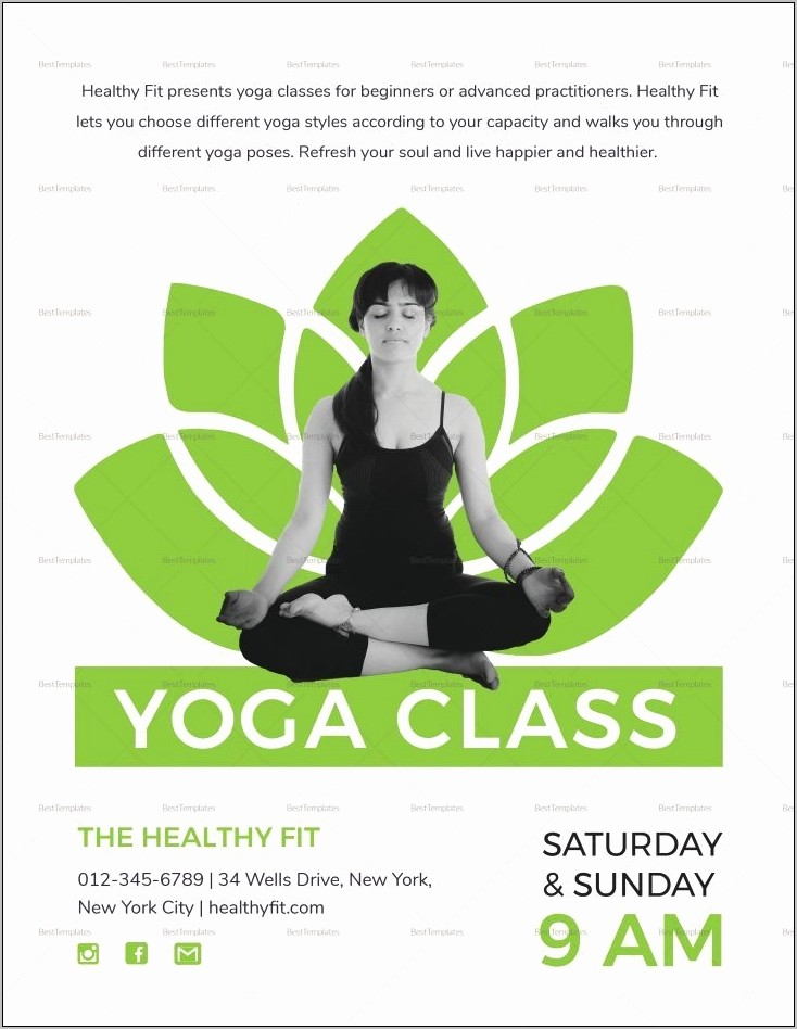 Yoga Class Flyer Template Free