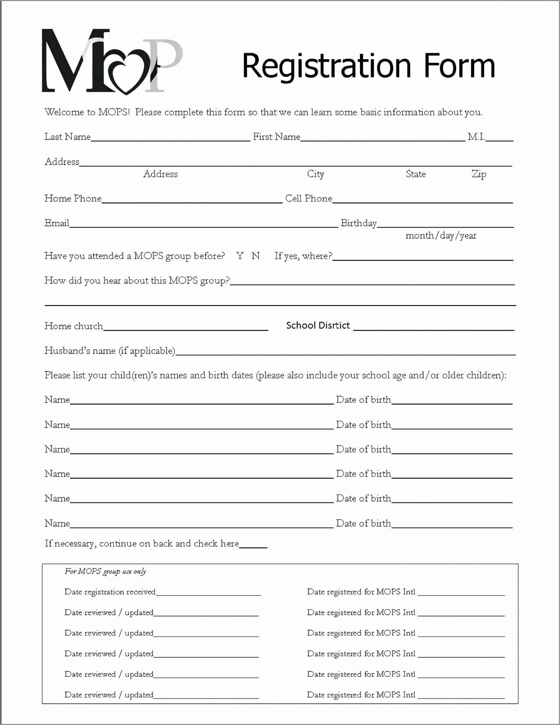 Youth Conference Registration Form Template