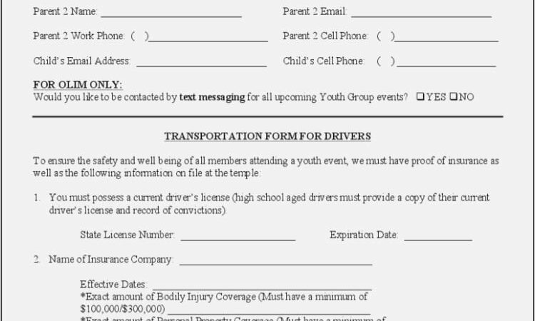 Youth Group Registration Form Template