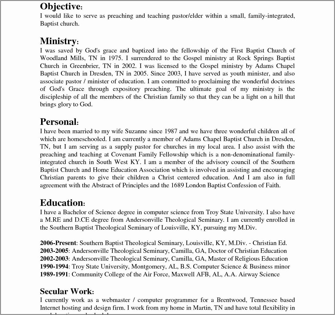 Youth Ministry Resume Templates