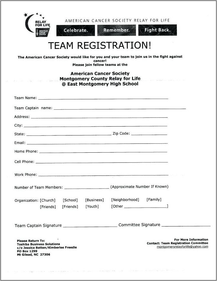 Youth Registration Form Template