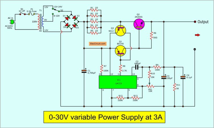 0 30v Variable Power Supply Circuit Diagram