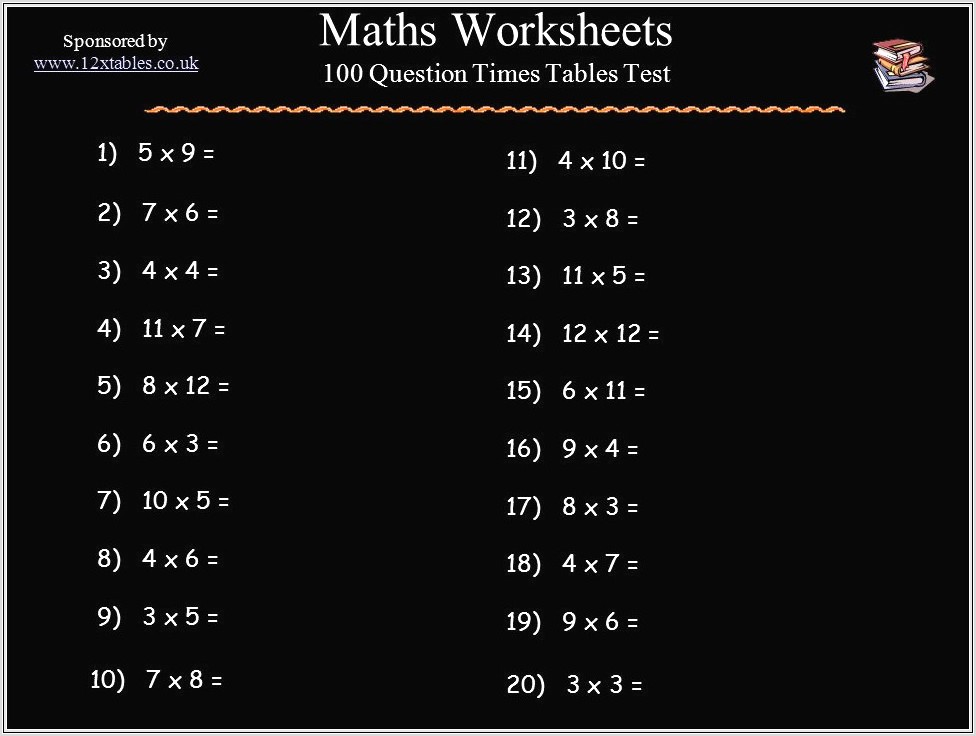 100 Times Tables Test