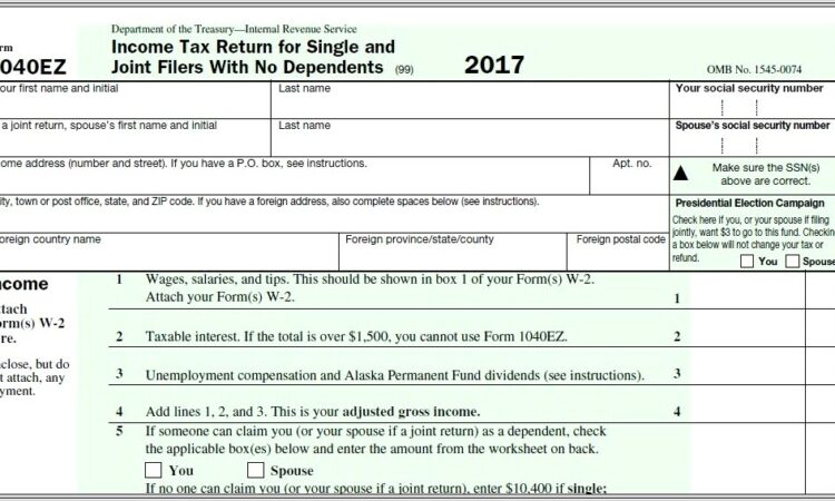 1040ez Form Worksheet On Back