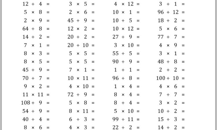 2 Times Table Multiplication And Division Worksheet