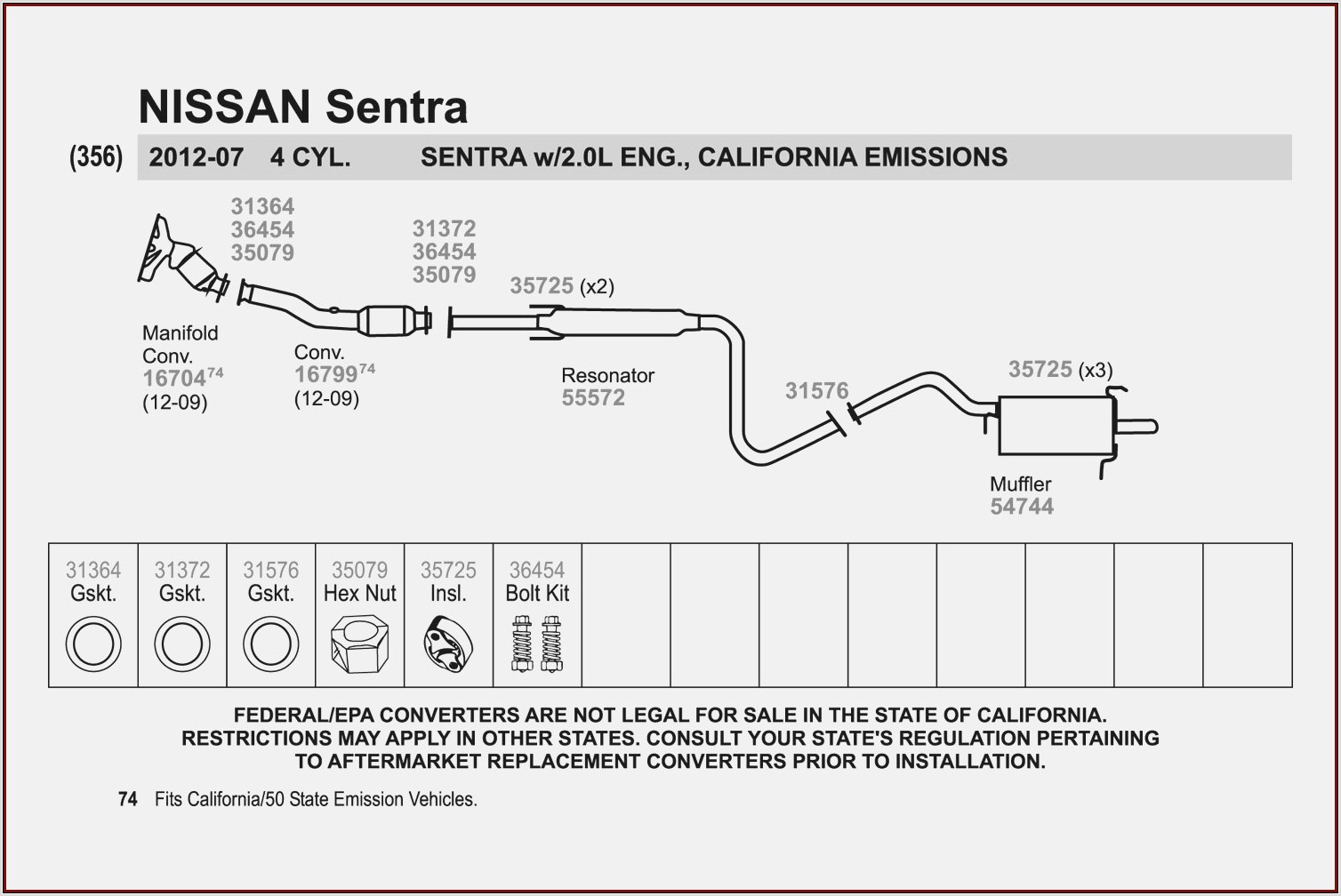 2011 Nissan Sentra Exhaust Diagram