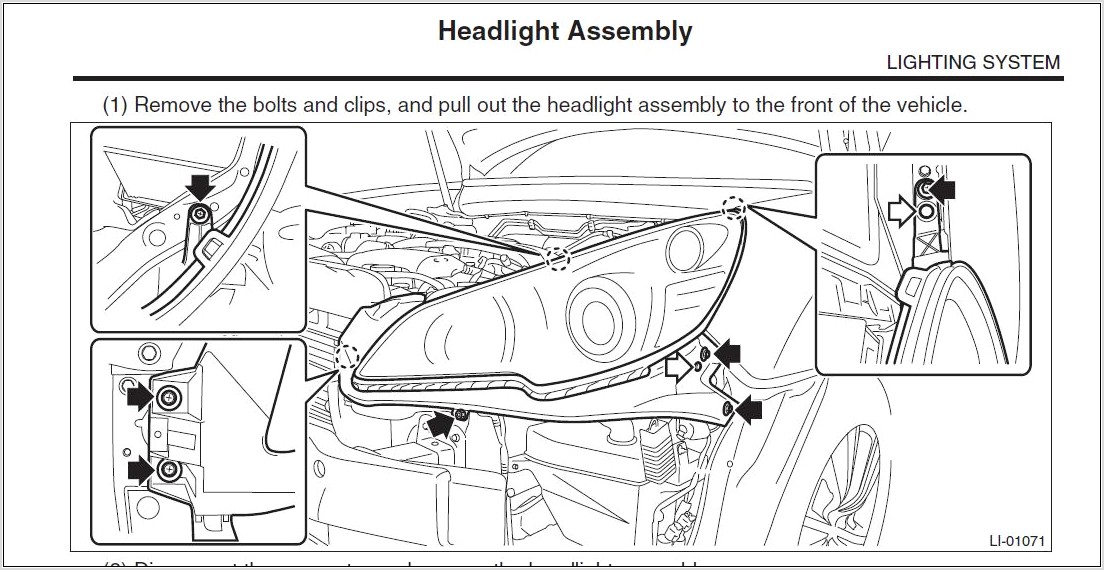 2011 Subaru Legacy Headlight Diagram