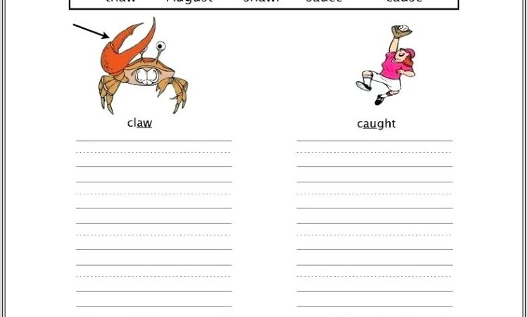 2nd Grade Diphthongs Worksheets