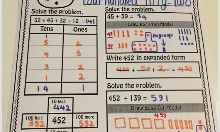 2nd Grade Math Worksheets Base Ten