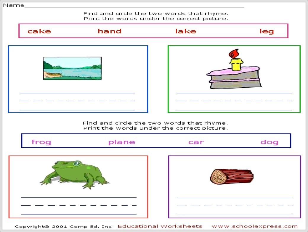 2nd Grade Rhyming Worksheet