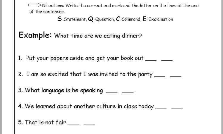 2nd Grade Statements And Questions Worksheet