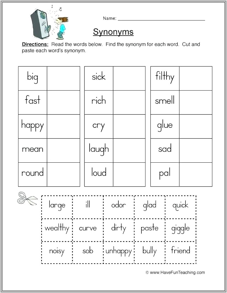 2nd Grade Synonyms Worksheet