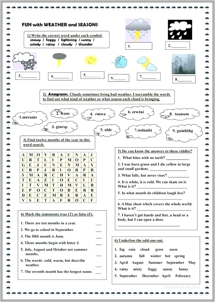 2nd Grade Weather Worksheets Free