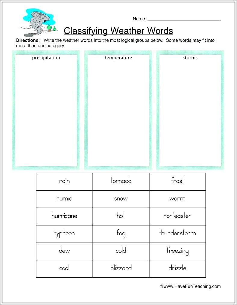2nd Grade Weather Worksheets