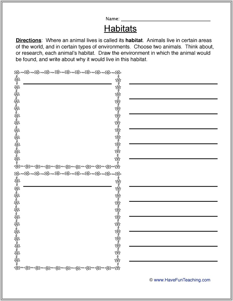 2nd Grade Worksheet On Habitats