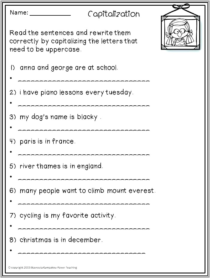 2nd Grade Worksheets Capitalization Punctuation