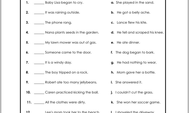 2nd Grade Worksheets Cause And Effect