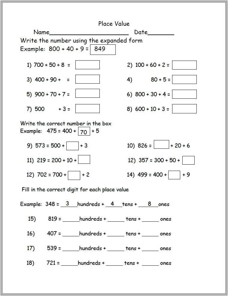 2nd Grade Worksheets Common Core
