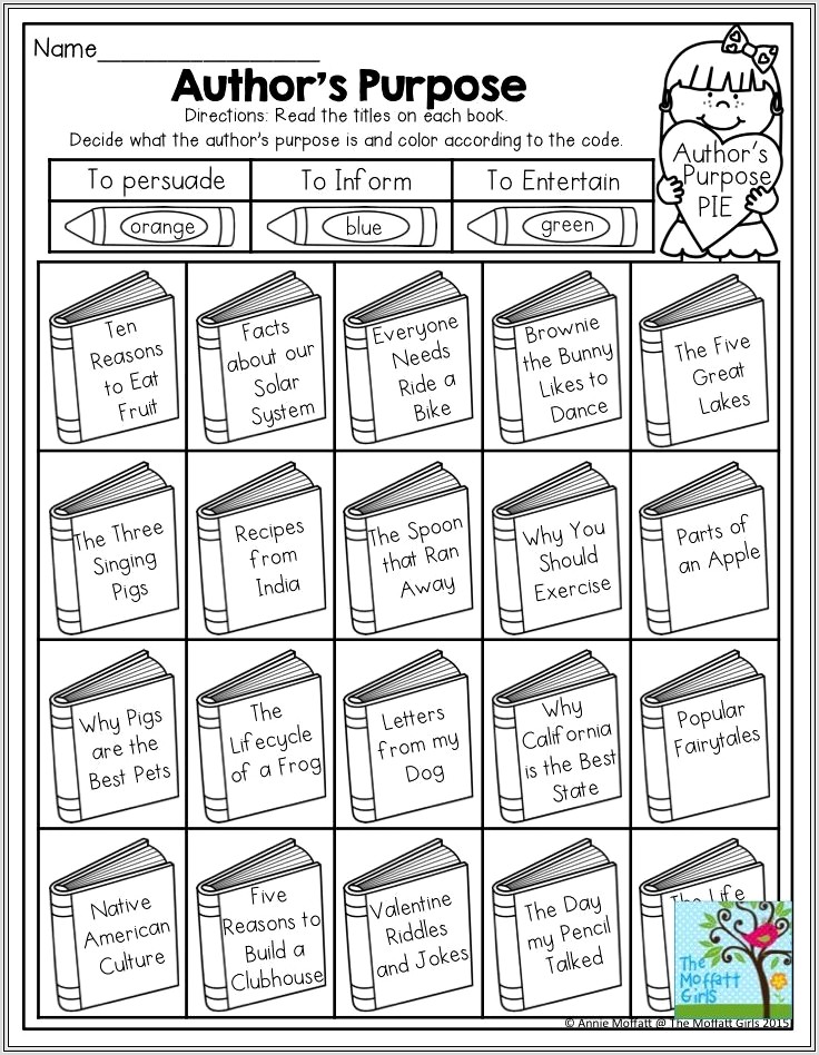 2nd Grade Worksheets For Authors Purpose