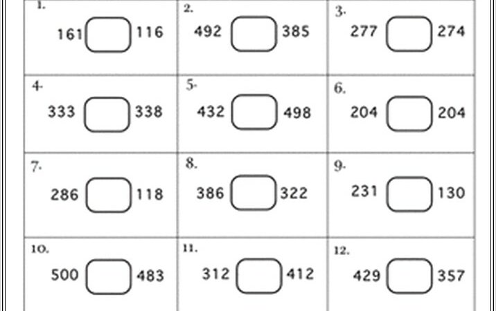 2nd Grade Worksheets Greater Than Less Than