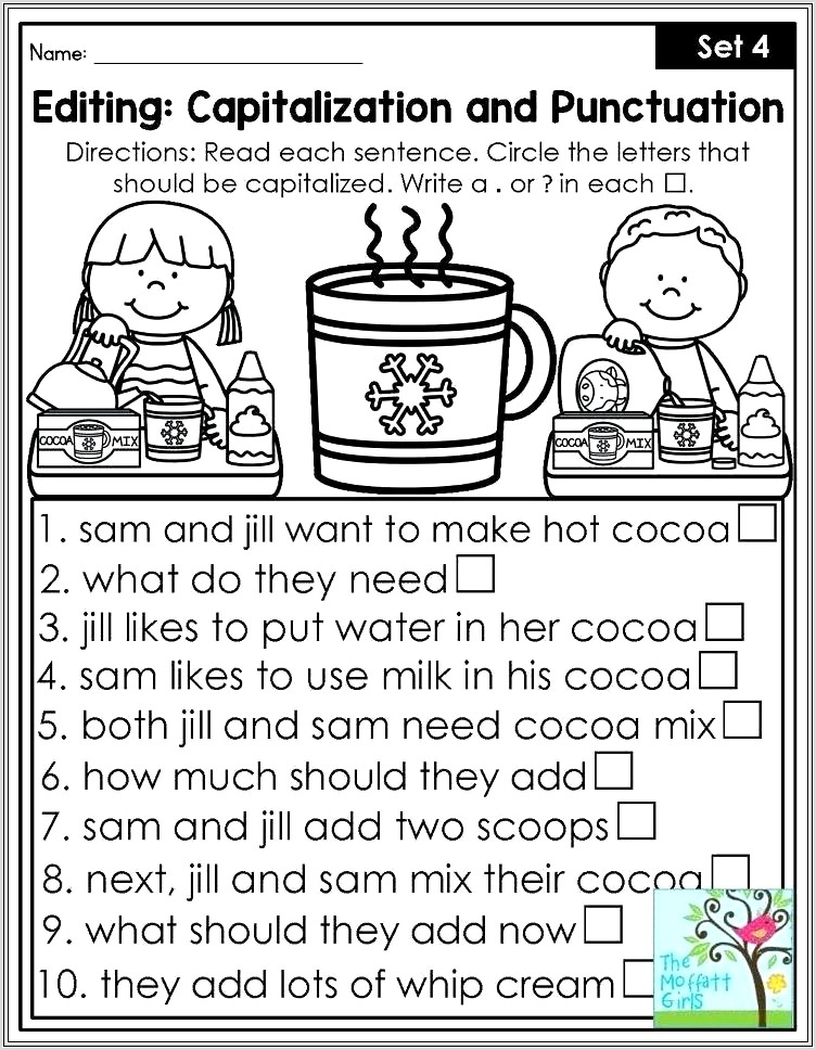 2nd Grade Worksheets On Capitalization And Punctuation