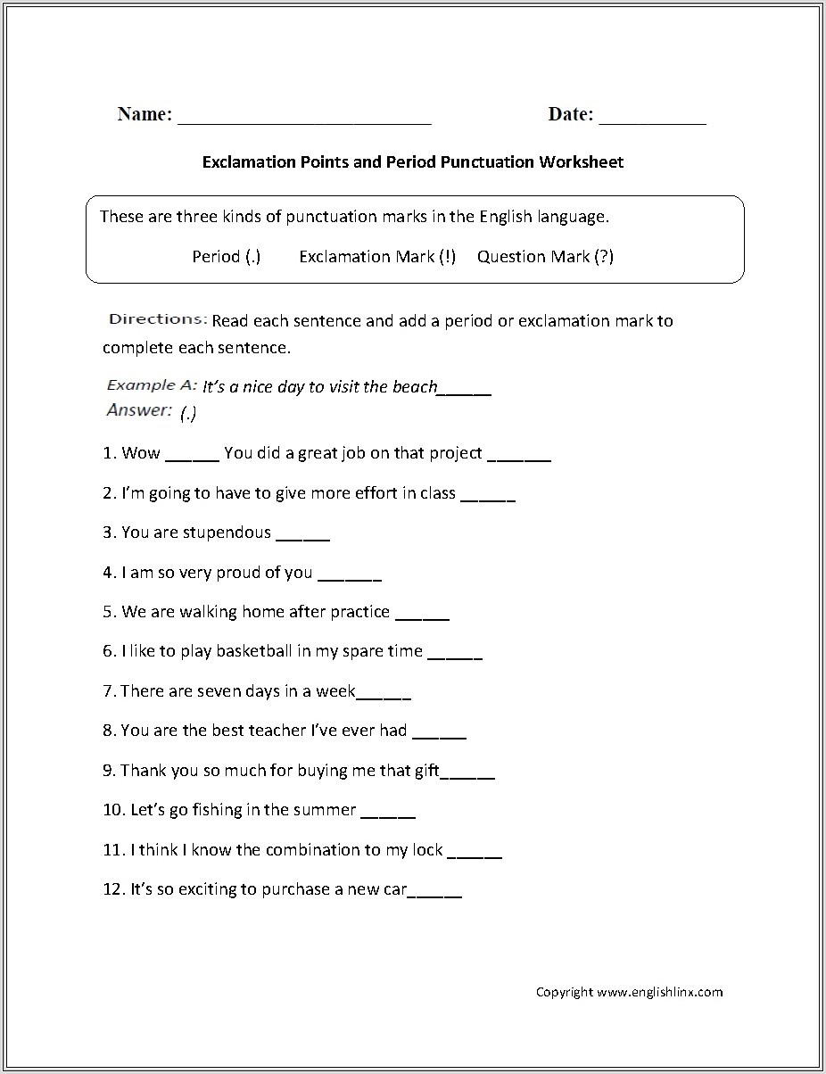 2nd Grade Worksheets On Using Commas